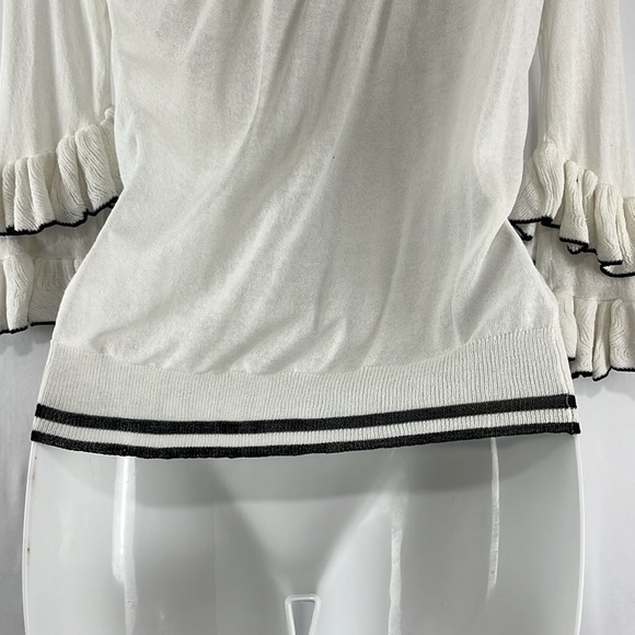 Maje Cream and Black Ruffled Coquette Girl Blouse - Picture 8 of 12